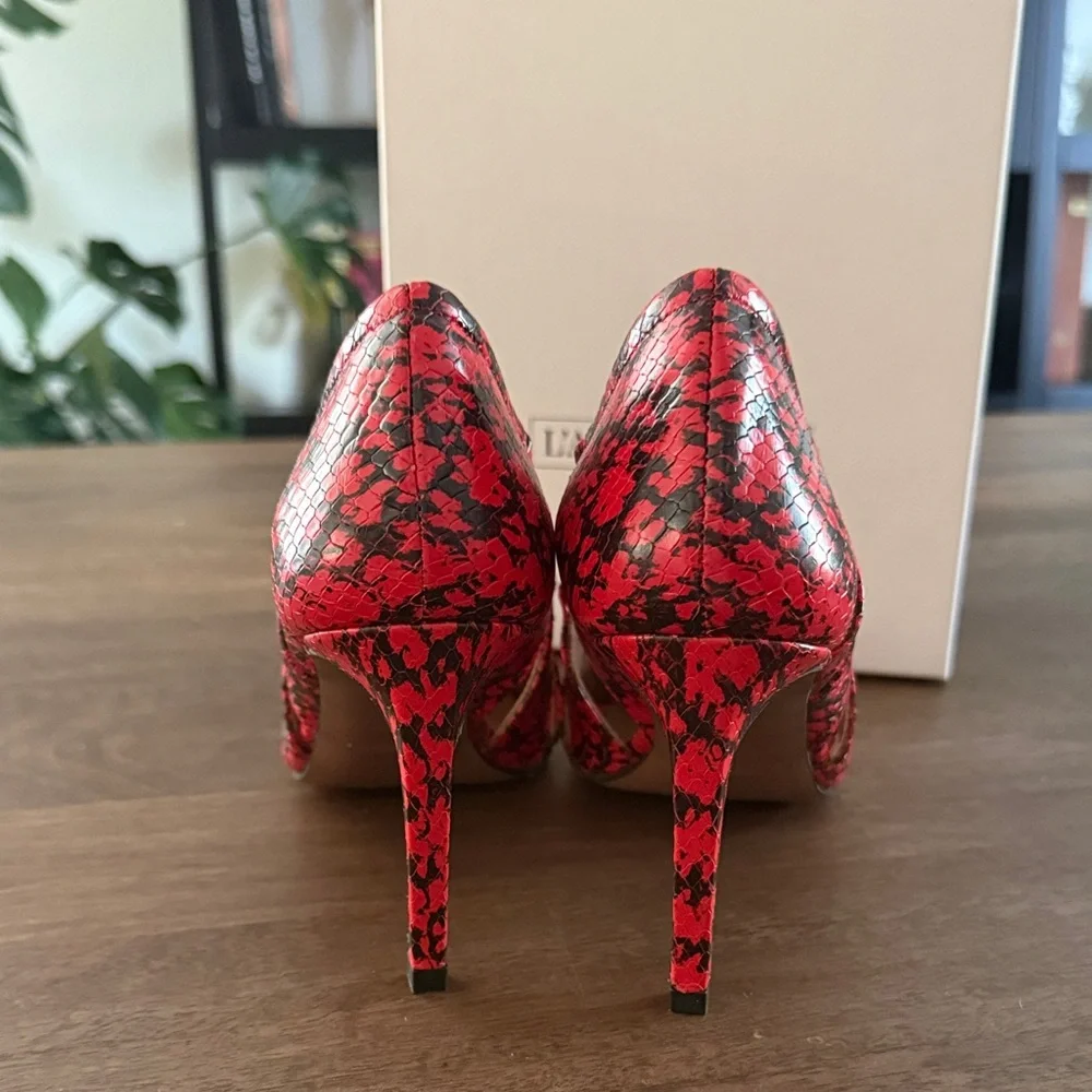L'Autre Chose Red Patterned Heels, new with box, size US 8/5, EUR 39 - Picture 4 of 8